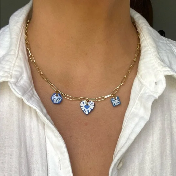 Handmade hand painted polymer clay charm necklace - Picture 4 of 4